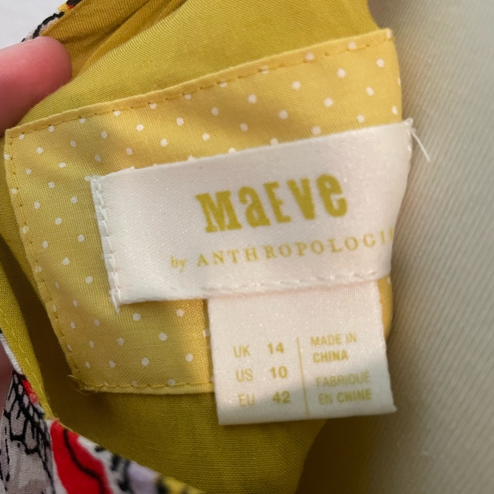 Maeve Anthropologie Blue and yellow Pleated Halter Sundress - Picture 6 of 6